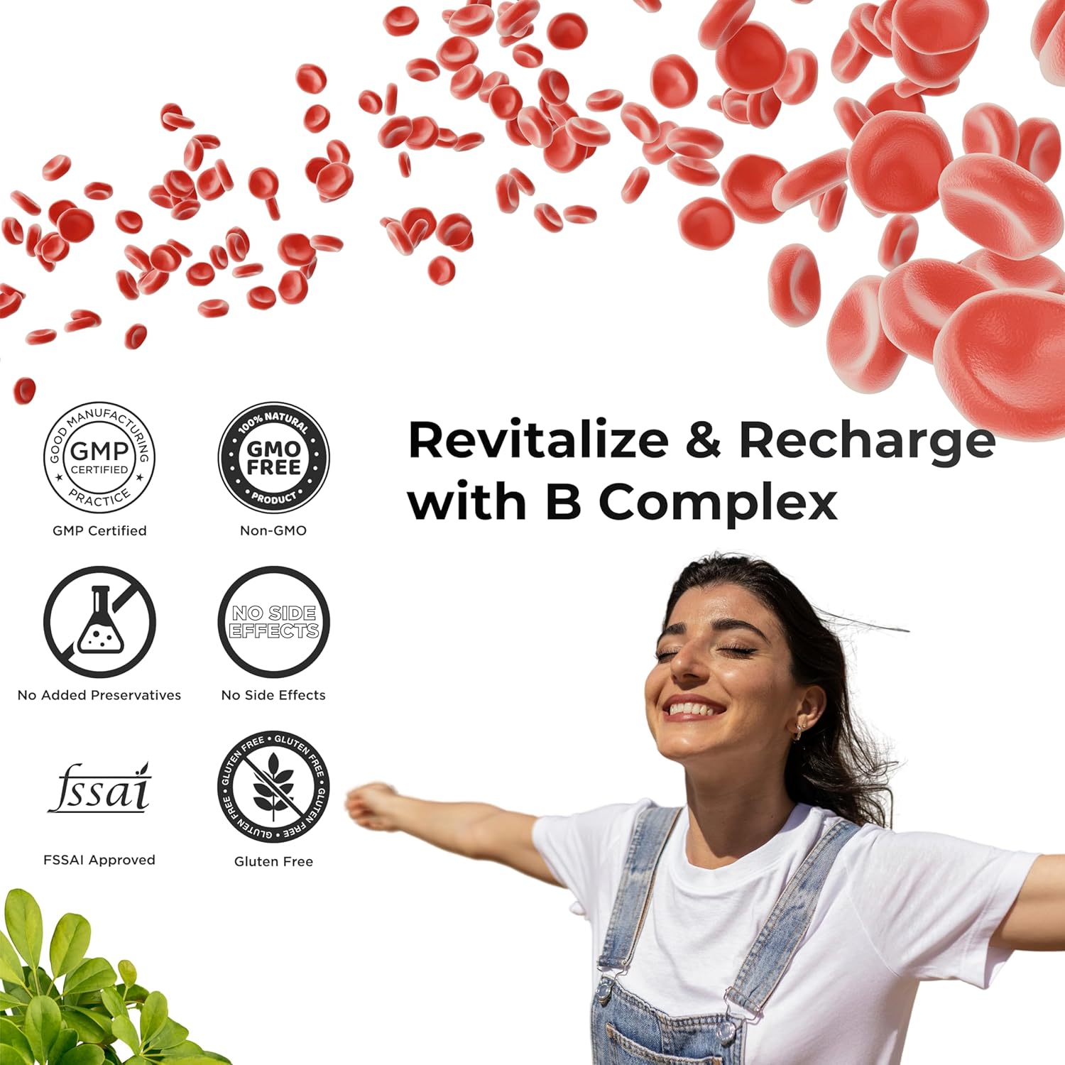 Zephivo HEALTH VEDA ORGANICS PRIVATE LIMITED Plant Based Vitamin B12 Supplement, 60 Veg Capsules, B1, B2, B3, B5, B6, B7, B9, Moringa, Good For Digestion And Nerve Health, Glowing Skin For Men & Women