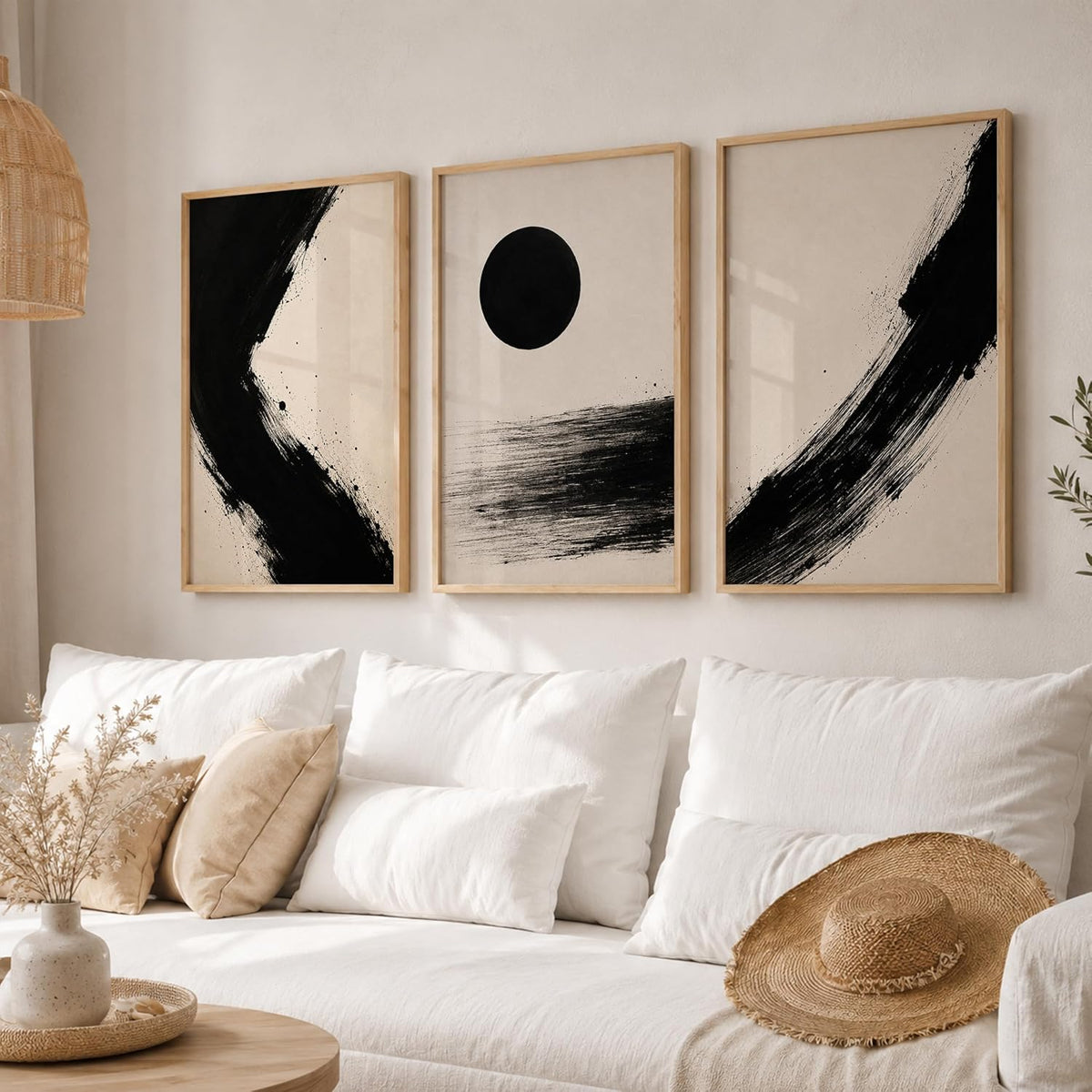Wooden Frame Abstract Wall Art Set of 3, 10x13 Inches, for Living Room, Bedroom, Office, and Home Decoration