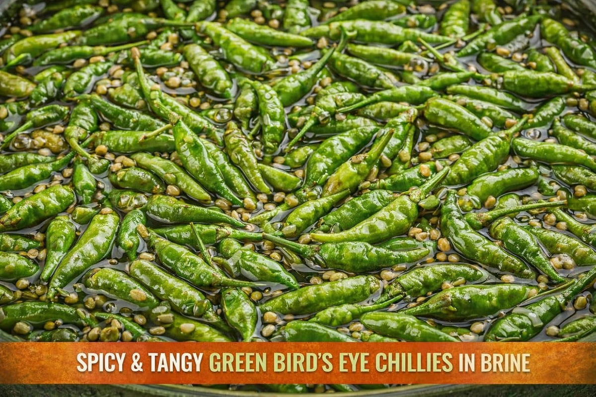 Sabora Kitchen Kanthari Brine (Bird’s Eye Chilli) 400g | Traditional Indian Recipe | Homemade Kerala Style | Spicy & Tangy Green Chillies | Ready to Use | 6 Months Shelf Life