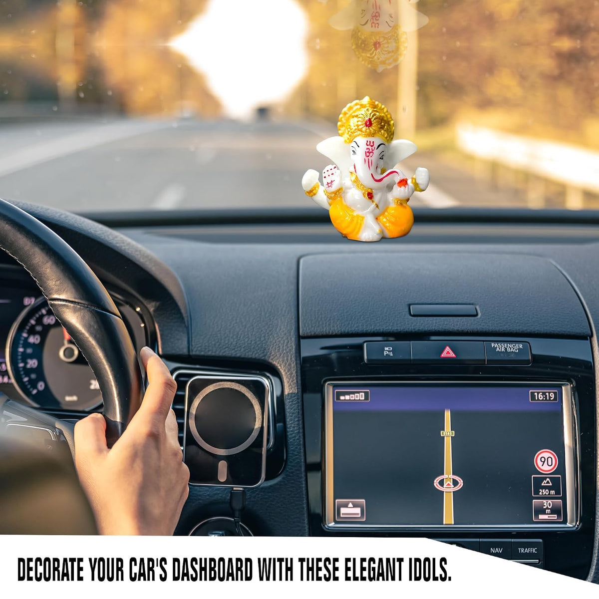 Auspicious Ganesh Idol for car Dashboard and Home, Small Ganpati Ganesha Idol for Car God Dashboard Accessories (Design 4)