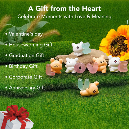Nostrae Teddy Bear Miniature Toys & Cute Miniatures Decorative Items | Night Glow Small Figurines for Home Decor | Desk Decoration Miniature Things, Gifts & Mini Showpieces (Set of 6)
