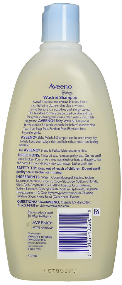 Aveeno Baby Wash & Shampoo, Lightly Scented, 8 Ounce (Pack of 1)