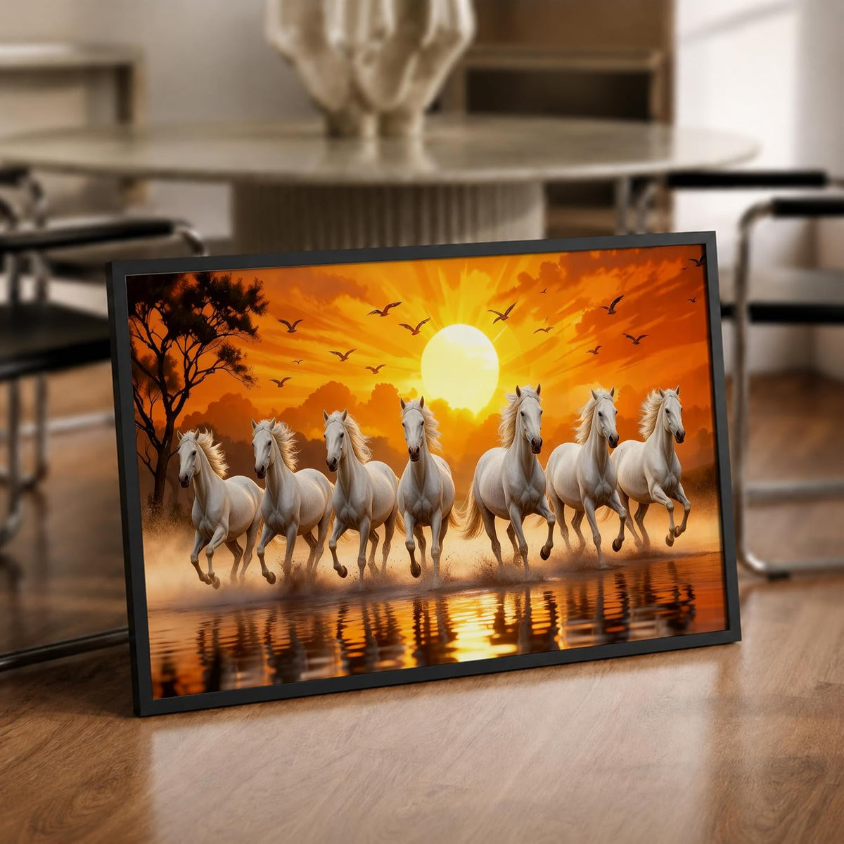 7 Horse Vastu Wall Painting (Landscape Collection) (Natural, Design 15, 48L x 33W cm)