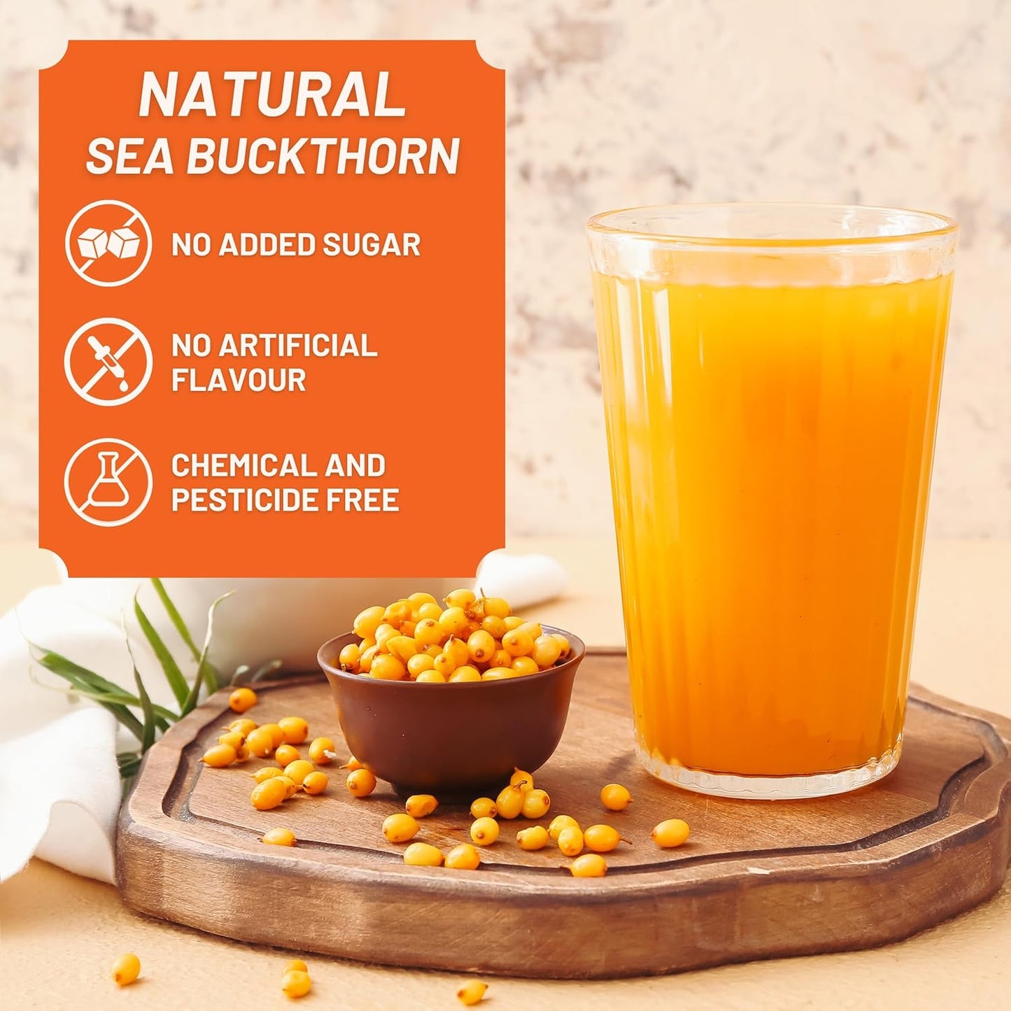 Nutrabud Organics Himalayan Sea Buckthorn Berry Juice - 500 ml - Natural Source of Vitamin C, Omega 3 6 7 9, Antioxidants For Immunity, Skin Glow & Gut Health - 50 Glasses (500ml (Pack of 1))