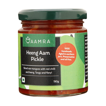 Aamra Homemade Natural Heeng Aam Pickle (Hing Mango Pickle), No Preservatives, Oil-Free- 190 grams