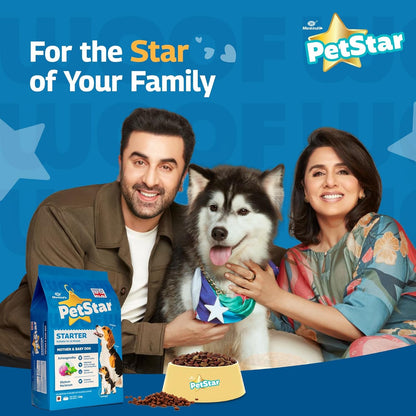 Mankind PetStar Starter Dry Dog Food (High Protein) for Mother & Puppy, 1kg Pack | Improves Muscle & Strength, Supports Immunity, Protects Liver & Kidney | Gestation/Lactation Support