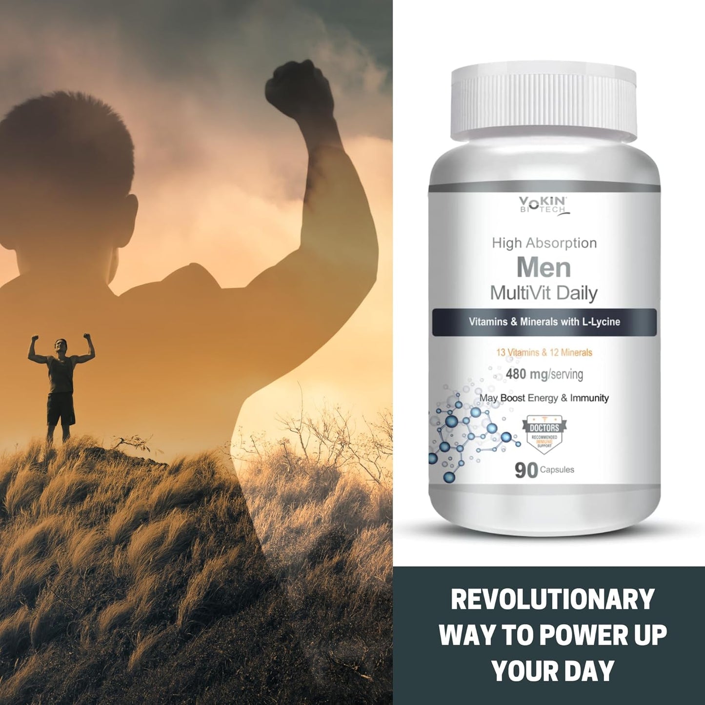 Vokin biotech Women - Multi-Vit Daily - 13 Vitamins & 10 Minerals -Support Boost Energy & Vitality- 767mg- (90 Capsules)