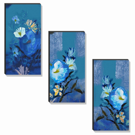 Paintings Preety flower for Wall Decoration - Set Of 3, 3d modern art Painting for Living Room Large Size with Frames for Home Decoration, Hotel, Office 30 cm x 51 cm JC-27