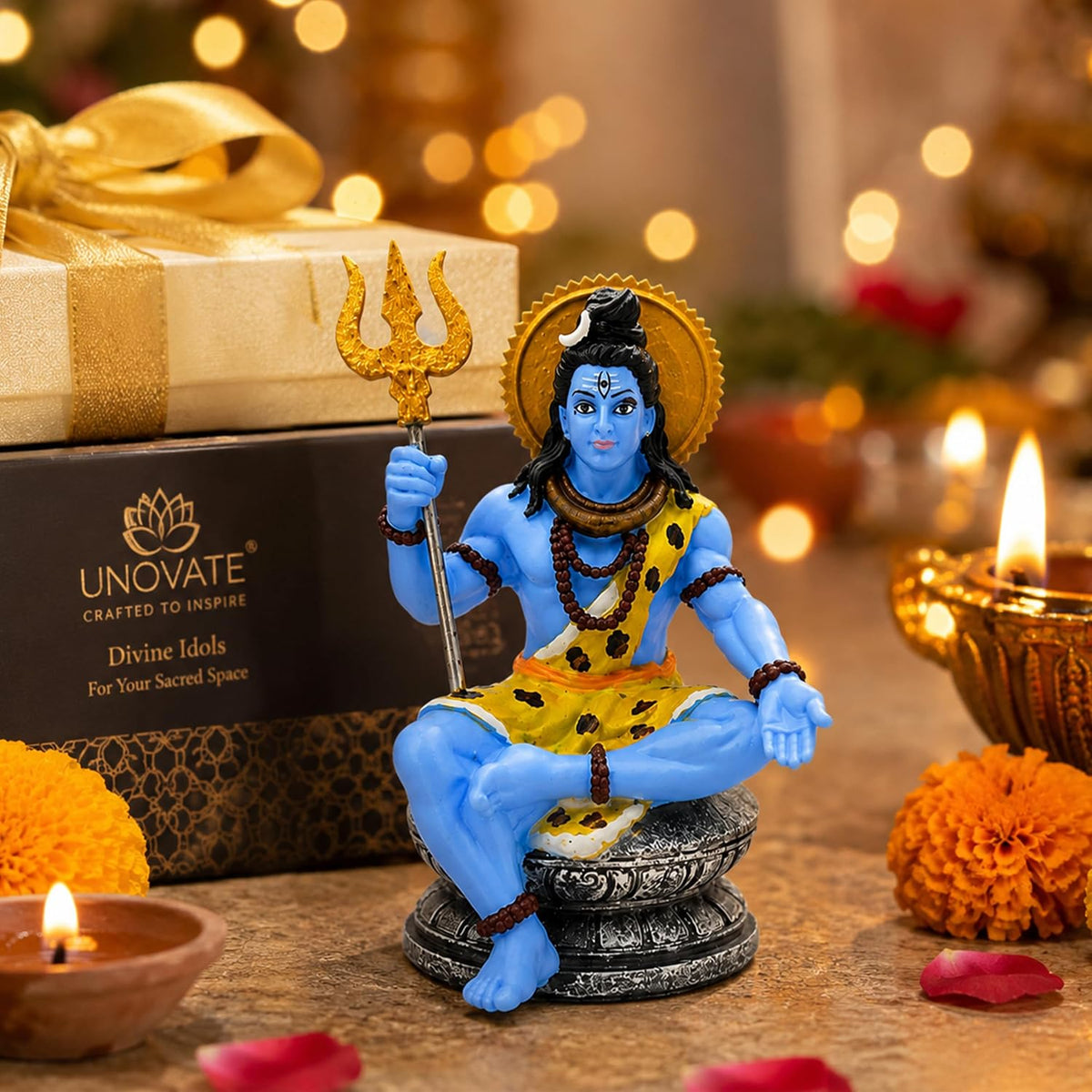 UNOVATE Shiva Idol for Car Dashboard | Adiyogi Statue | Mahadev Idol, 10 cm