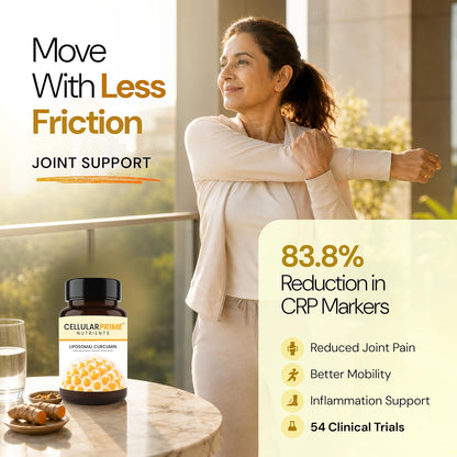 Cellular Prime Liposomal Curcumin Supplement — High Absorption Phospholipid Formula for Heart Health, Blood Circulation, Joint Support & Antioxidant — Non-GMO, WHO-GMP Certified