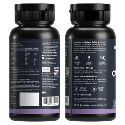 Two black supplement bottles with labels on a white background