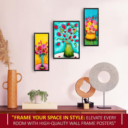 Wall Painting Frames For decor, Pictures Frame For Living Room, Home Decoration, Bedroom, Set of 3, 1pc- 23 x 30 cm, 2pc- 12.5 x 30 cm (Design 16)