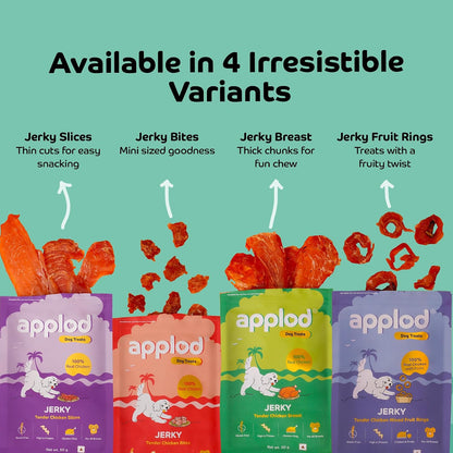 Applod Tender Chicken Mix Fruit Rings Dog Treats | Made Chicken Breast | High Protein, Low Fat, Grain-Free Reward Snack for Dogs | 50g