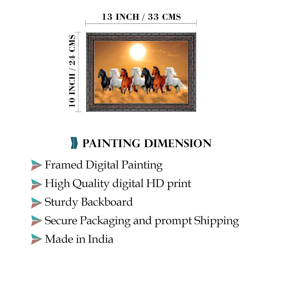 Running Seven Horses Painting With Frame