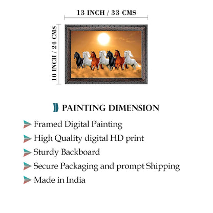 Running Seven Horses Painting With Frame