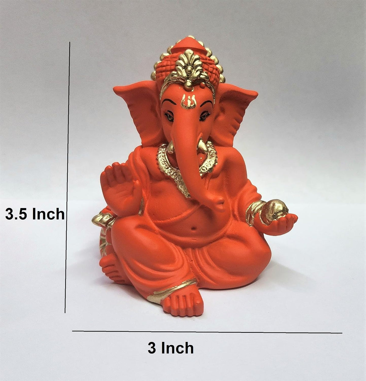 Gold Art India Terracotta Orange Gaddi Ganesha for Car Dashboard Home Decor Gifting Diwali Birthday Festivals (GADDITERRACOTTAORANGE)
