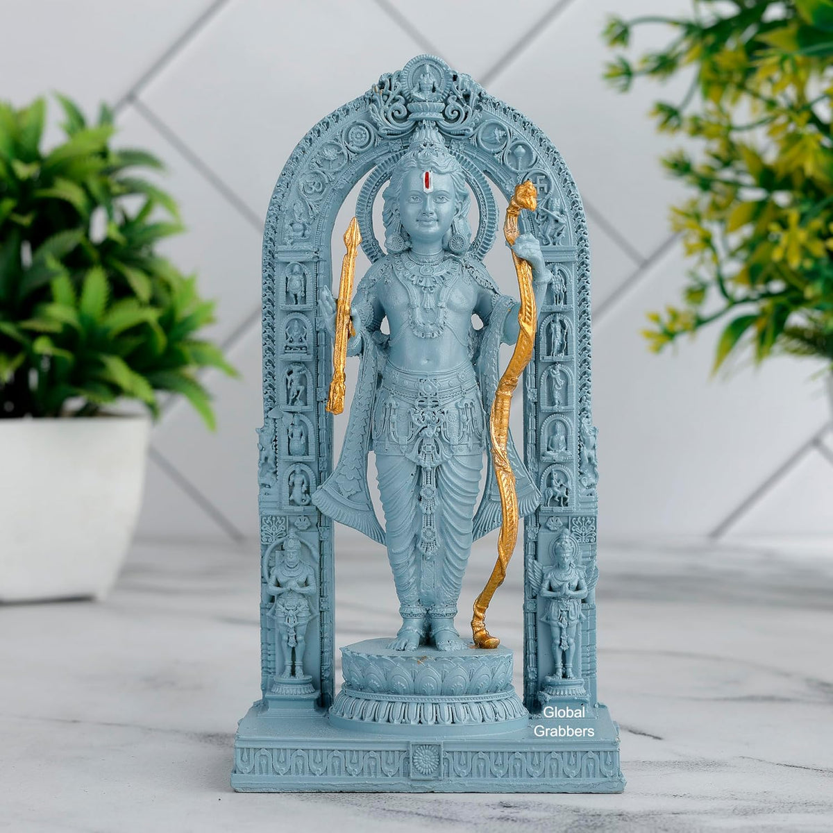 3D Ram Lalla Ayodhya Idol Statue Showpiece Murti for Home Decor Decoration Gift Gifting Items car Dashboard Accessories (BLU1-RL1, 6 INCH), Religious