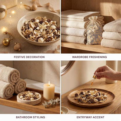 Soul & Scents Vanilla Potpourri | Dried Flowers | Fine-Living | Natural Decoration | Mood Enhancer | Perfect for Home Decor, Gifts, and Aromatherapy | Made in India | 140gm