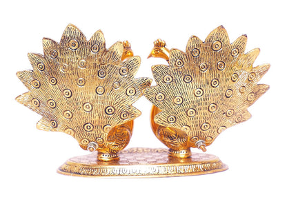 Double Peacock Metal Statue, Lovers Peacock Couple, Animal Showpiece Figurines, Feng Shui as Table Top Figurine for Living Room, Office, Bedroom, Decorative