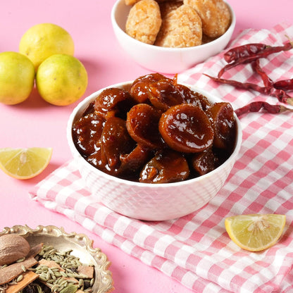 Pahadi Tales Lemon Pickle 250g | Nimbu Khatta Meetha Achar | No Oil, Made with Gurh (Jaggery) | Sundried Homestyle Pahadi Achaar | Ghar Ka Achar | Made in Jammu & Kashmir