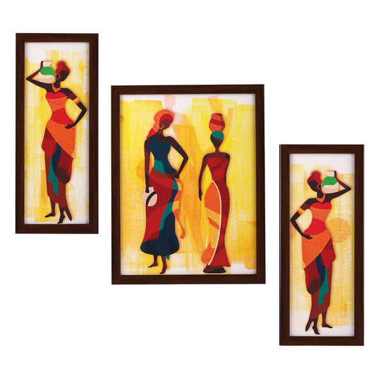 3 Pc Set Of Still Life Paintings Without Glass 5.2 X 12.5, 9.5 X 12.5, 5.2 X 12.5 Inch (6 X 13, 10.2 X 13, 6 X 13 INCH, Brown)