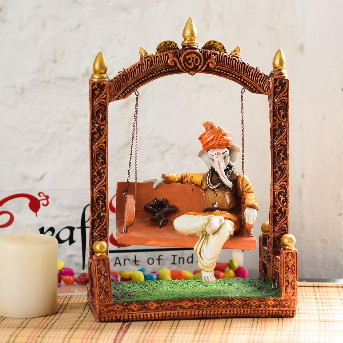 eCraftIndia Polyresin Lord Ganesha Idol (10.99 cm x 19.98 cm x 29.99 cm, Brown)