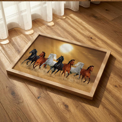 7 Horse Vastu Wall Painting (Landscape Collection) (Natural, Design 13, 13x19 Inch)