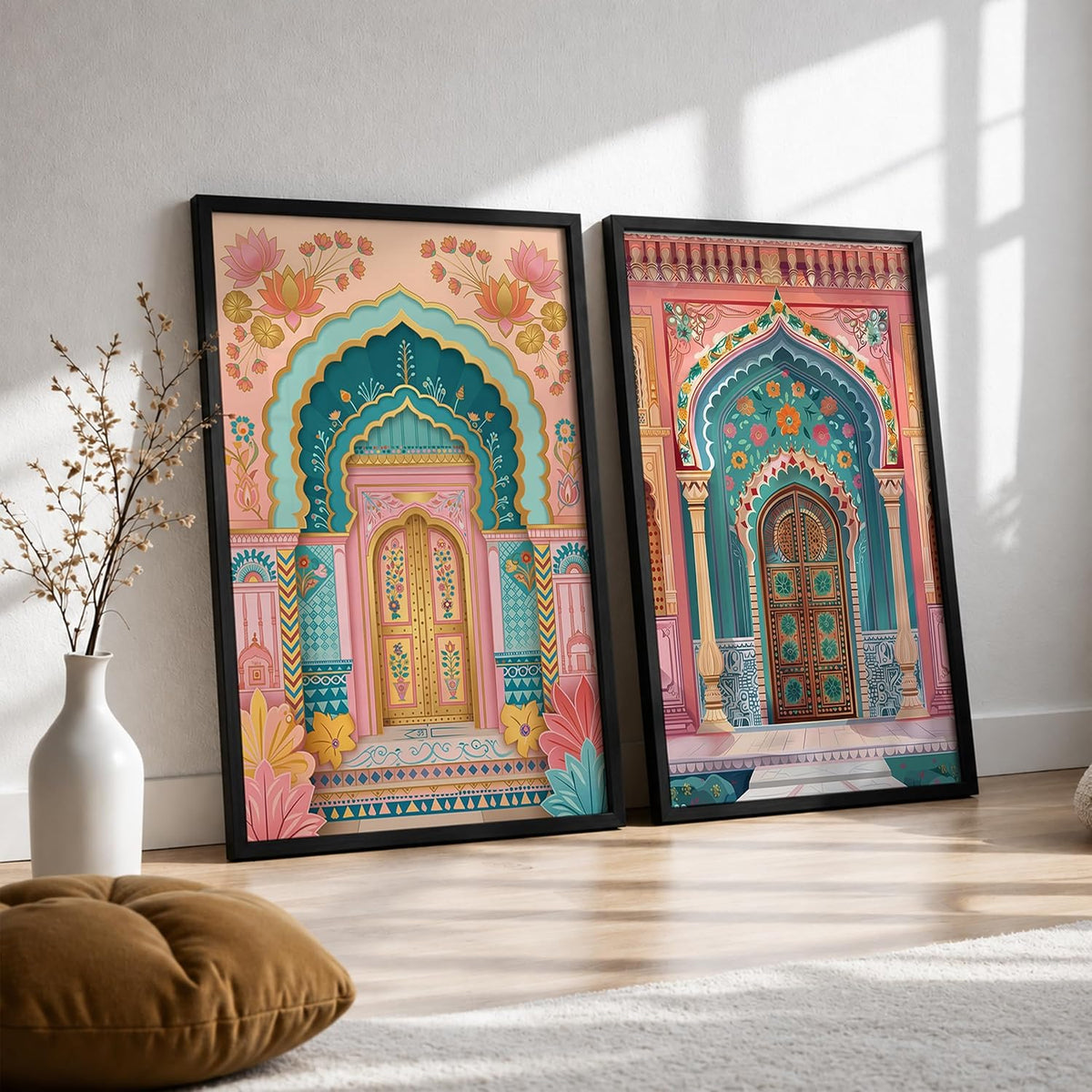 Traditional Indian Wall Art — Set of 2 (ART 13, 13x19 INCHES)