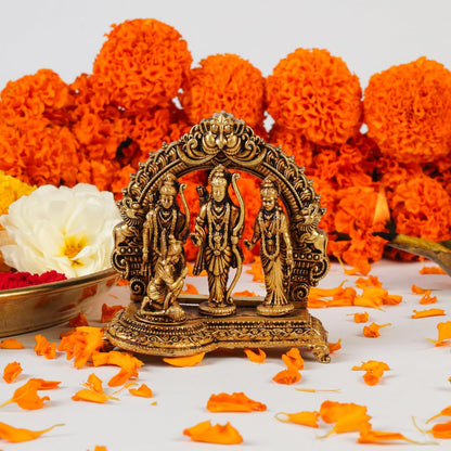 2.5 Inch Pure Brass Ram Darbar Idol | Lord Ram, Sita, Lakshman & Hanuman Ji Statue for Home Temple, Mandir & Pooja Room Decor | Ideal for Pooja, Diwali, Spiritual Gifting & Housewarming