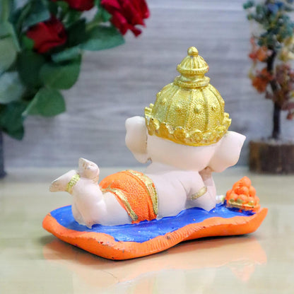 Bal Ganesha on Book with Modak, Decorative Showpiece Gift Item Best for Home & Office Decor, Car Dashboard and Corporate Gift Items (Book Ganesh)