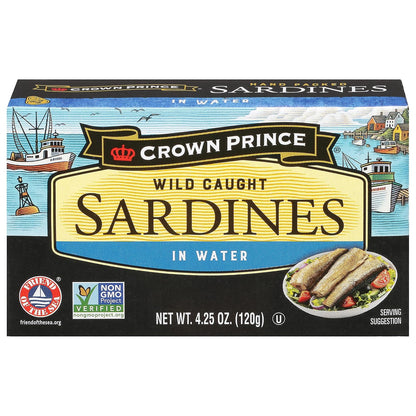 Crown Prince Sardines in Water, 4.25-Ounce Cans