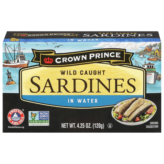 Crown Prince Sardines in Water, 4.25-Ounce Cans