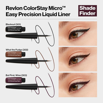 REVLON ColorStay Micro Easy Precision Liquid Eyeliner, Waterproof, Smudgeproof, Longwearing with Felt Tip Applicator, 301 Blackout, 1.7 ml