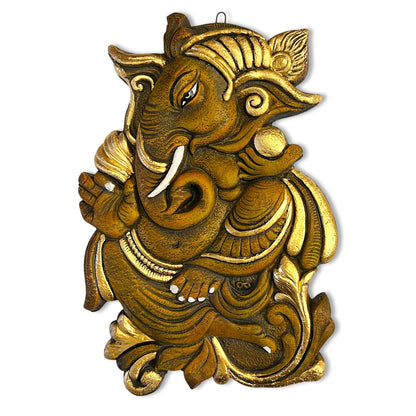 Ganesh Ji Terracotta Wall Hanging Idol Murti | Ganpati Bappa Ganesha Wall Hanging for Door Entrance, Main Gate, Mandir, Home & Office Decor | Spiritual Wall Art Decor & Gift (27x19 CM)
