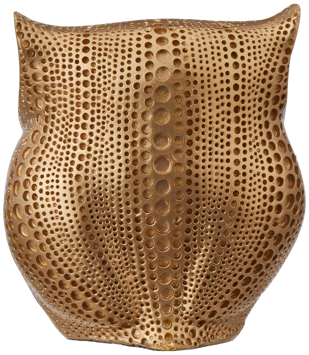 Modern Classy Happy Owl Resin Art Figure Showpiece (Golden, 13 cm, 6.5 cm)