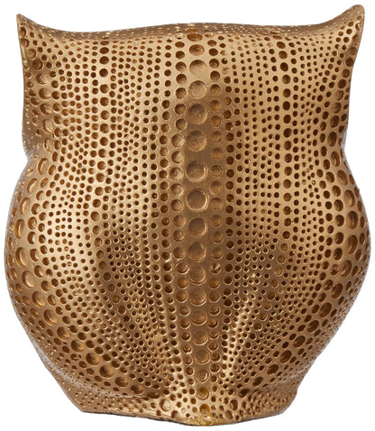 Modern Classy Happy Owl Resin Art Figure Showpiece (Golden, 13 cm, 6.5 cm)