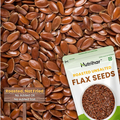 Nutrihar Roasted Flax Seeds 100g | Unsalted & Roasted Alsi Seeds | Omega-3 & Calcium Rich | No Added Oil