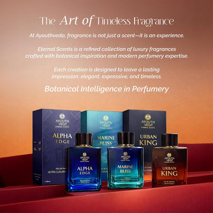 Ayouthveda Marine Bliss Eau De Parfum | Long-Lasting Fresh Aquatic Luxury Perfume for Men | Grapefruit, Marine Accord, Aquatic Notes & Ambery Lavender | Refreshing Daily Wear Fragrance | 100ml