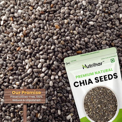 Nutrihar Premium Chia Seeds 100g | Rich in Calcium, Protein & Fibre | 100% Clean, Triple Sortex Chia Seeds 100 gm