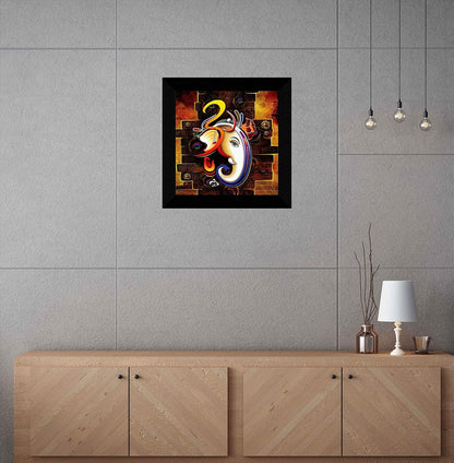 Ganesha UV Coated Home Decorative Gift Item Frame Painting 12 inch X 12 inch SANFO89(Multicolor)