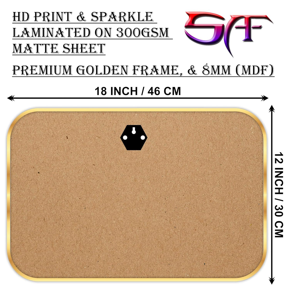 Abstract deer modern art Premium Sparkle Lamination Finished Surface Golden Slim Frame 30 cm x 46 cm Large Size, For Home/Office/Hotel painting MG22