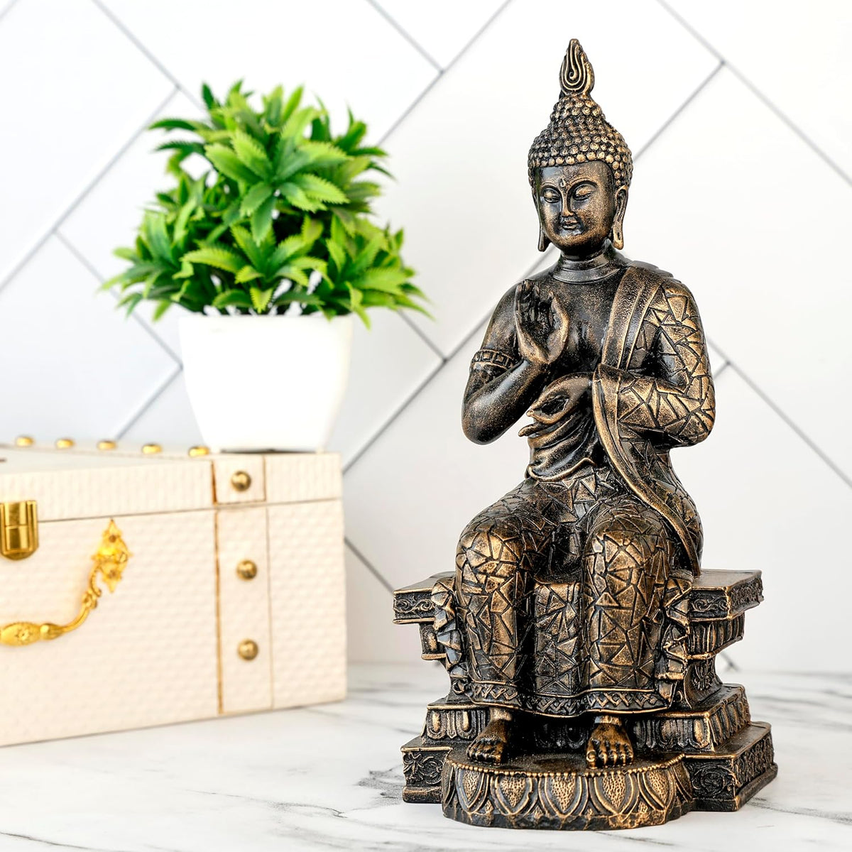 New Buddha Statue showpiece Idol Home Decor Items for Living Room and Gifts-A_GOL-DB10
