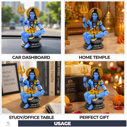 UNOVATE Shiva Idol for Car Dashboard | Adiyogi Statue | Mahadev Idol, 10 cm
