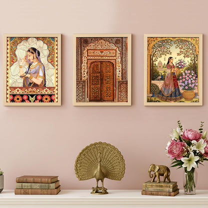 Rousrie Madhubani Wall Art Painting | Framed Wall Paintings For Home Décor | Wall Decoration Painting | Frames For Home Décor Office Frame Living Room (Design 3)
