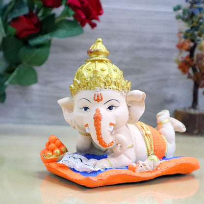 Bal Ganesha on Book with Modak, Decorative Showpiece Gift Item Best for Home & Office Decor, Car Dashboard and Corporate Gift Items (Book Ganesh)