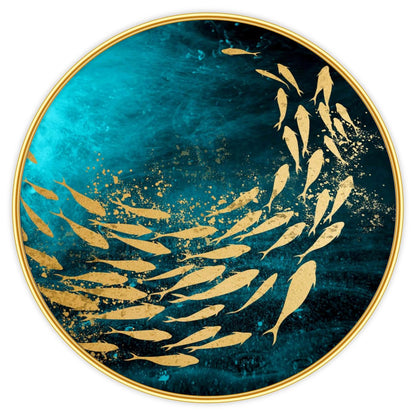 golden fish modern art Premium Sparkle lamination Golden Slim Frame 50.8 cm x 50.8 cm Large Size, For Home/Office/Hotel painting GRL-38