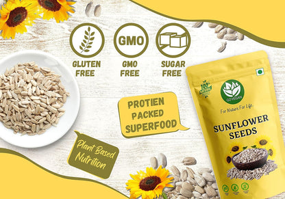 Go Vegan Sunflower Seeds for Eating 250gm - Rich in Protein & Fiber, Healthy Seeds [Jar Pack]