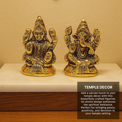 Laxmi Ganesh Figurine | Decorative God Idol for Home | Pooja Idol & God Murti | Diwali Decoration & Gift Article (L7 x W7 x H10 cm)