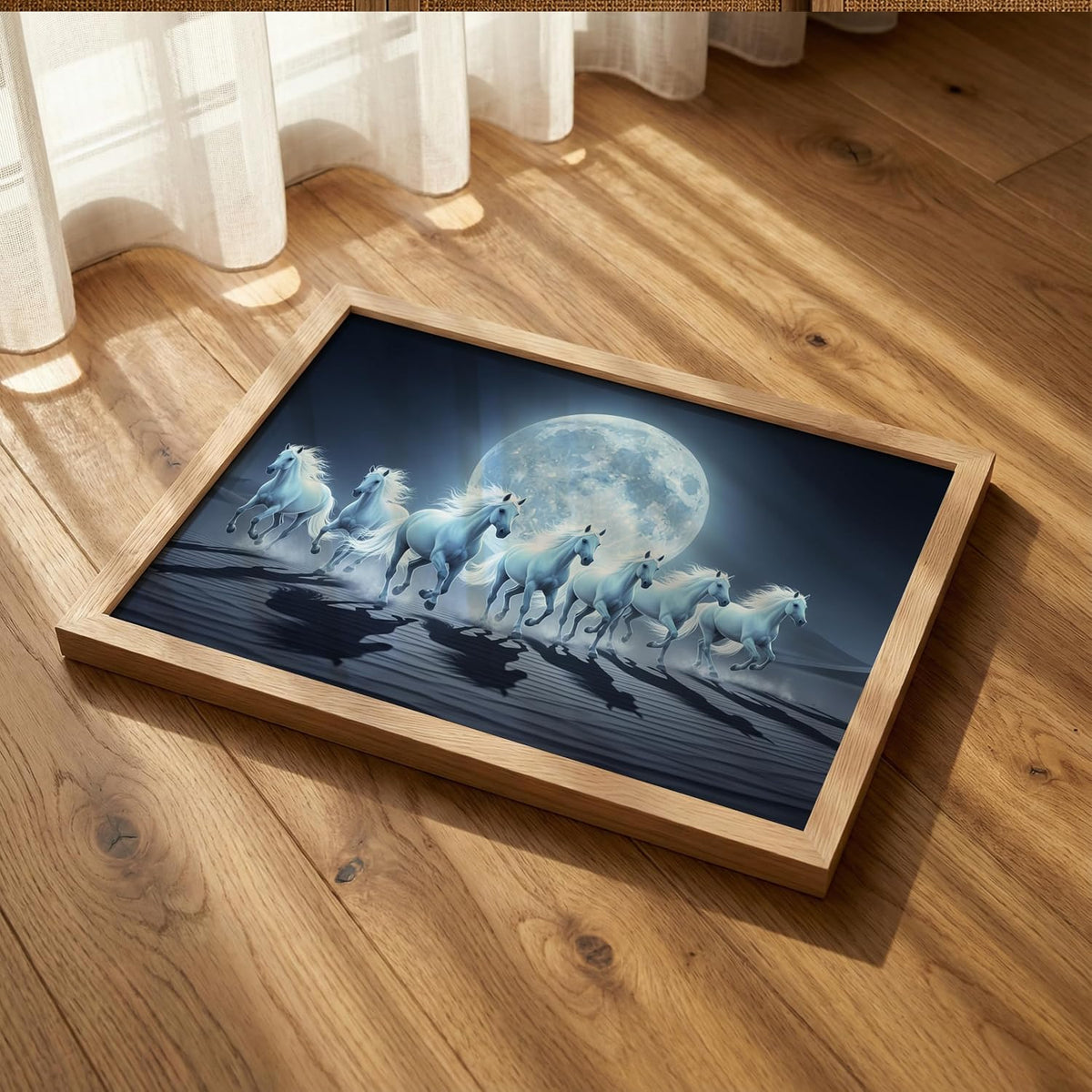 7 Horse Vastu Wall Painting (Landscape Collection) (Natural, Design 05, 13x19 Inch)