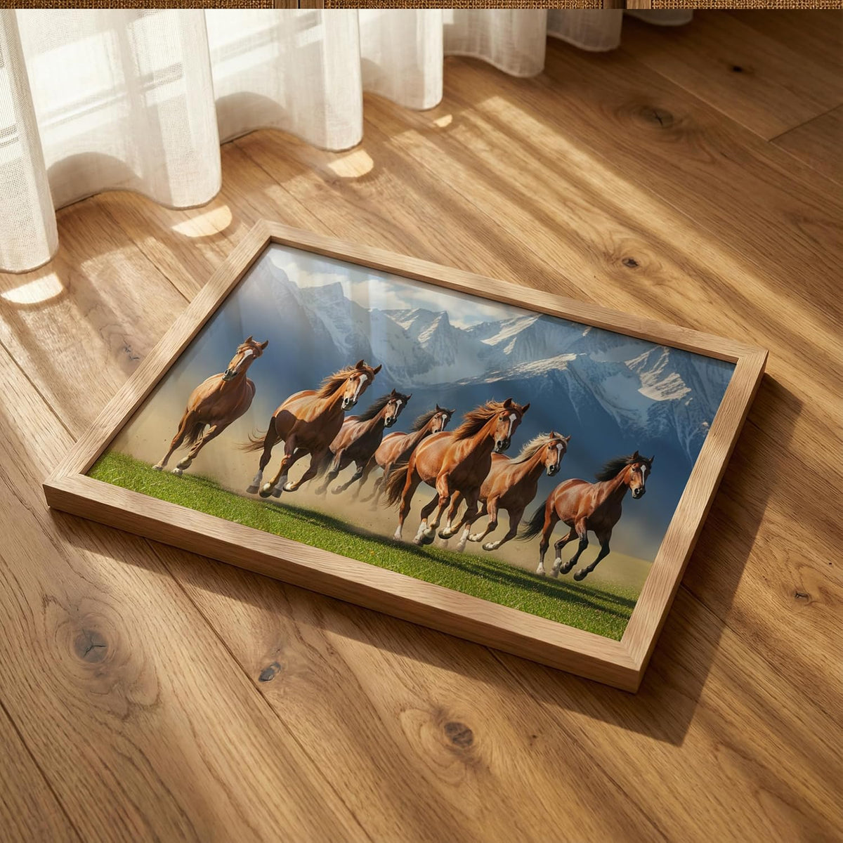7 Horse Vastu Wall Painting (Landscape Collection) (Natural, Design 08, 13x19 Inch)